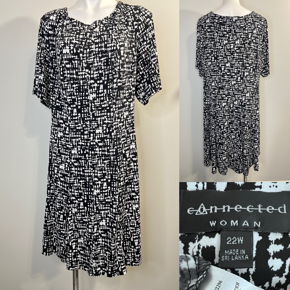 Connected Apparel Black and White Midi Dress